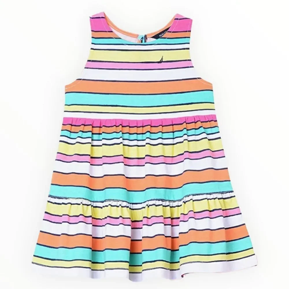 NAUTICA Kids Pink Patterned Sleeveless Dress with Bloomers NWT Size 12M